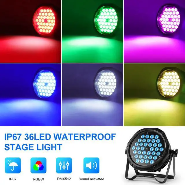 Alt view image 2 of 6 - Outdoor Waterproof LED Stage Lights Par Can Light Uplighting, RGB 3-in-1 Uplights for Events, DMX Control Sound Activated Strobe Light for Christmas Party Bar Church DJ Wedding (1 Pack)