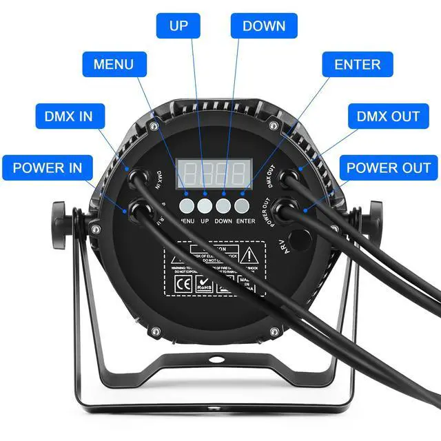 Alt view image 5 of 6 - Outdoor Waterproof LED Stage Lights Par Can Light Uplighting, RGB 3-in-1 Uplights for Events, DMX Control Sound Activated Strobe Light for Christmas Party Bar Church DJ Wedding (1 Pack)