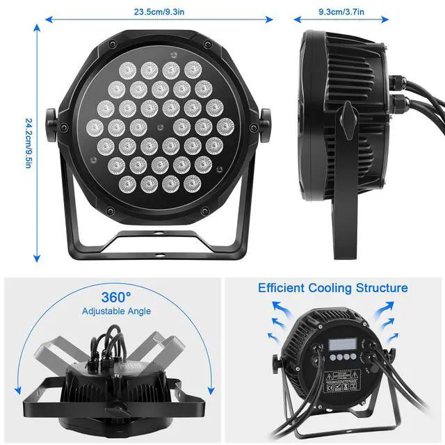 Alt view image 4 of 6 - Outdoor Waterproof LED Stage Lights Par Can Light Uplighting, RGB 3-in-1 Uplights for Events, DMX Control Sound Activated Strobe Light for Christmas Party Bar Church DJ Wedding (1 Pack)