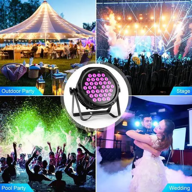 Alt view image 6 of 6 - Outdoor Waterproof LED Stage Lights Par Can Light Uplighting, RGB 3-in-1 Uplights for Events, DMX Control Sound Activated Strobe Light for Christmas Party Bar Church DJ Wedding (1 Pack)