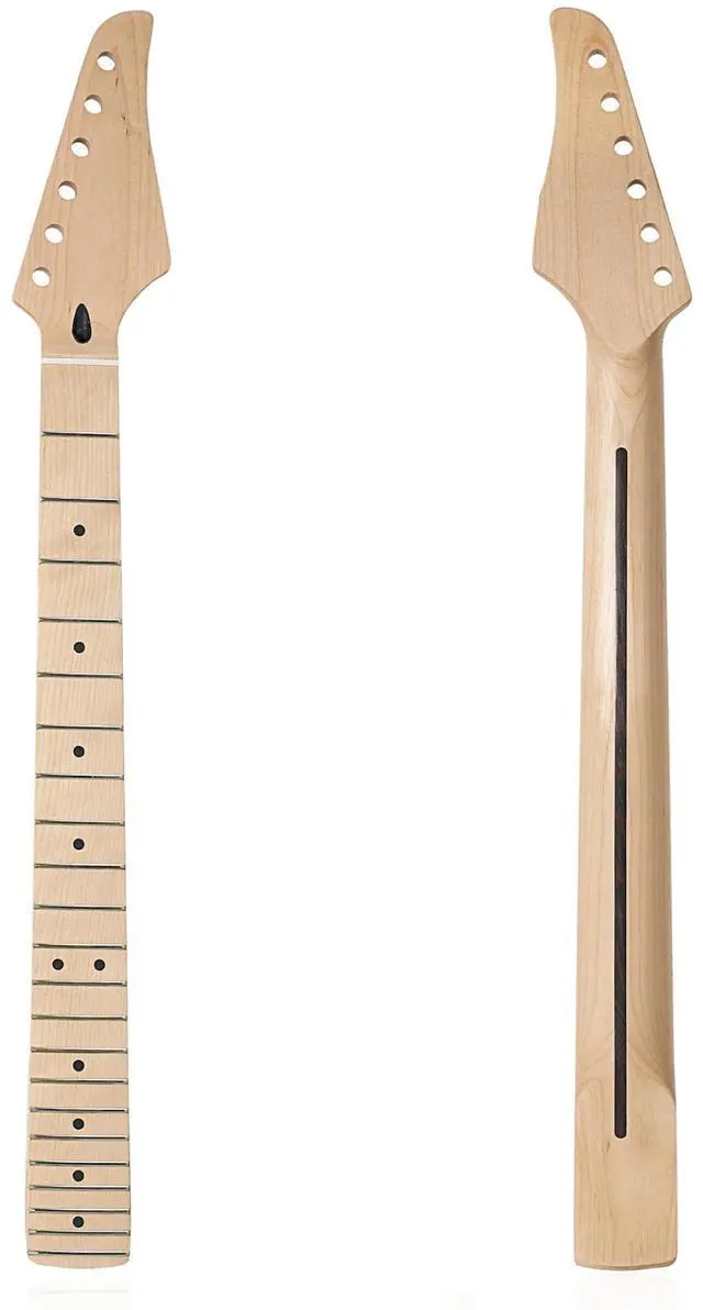 Main image of Strat Guitar Neck 22 Frets, 25.5'' Maple Wood Modern C Shape ST Guitar Necks with Radius 9.5'' Fretboard Medium Jumbo Fret for Stratocaster Guitar Parts Replacement