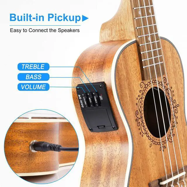Alt view image 3 of 7 - Tenor Ukulele, Acoustic Electric Ukelele 26 inch Uke Mahogany Ukulele Professional Set with Equalizer Starter Kit (Gig Bag, Picks, Straps, Strings, Cleaning Cloth, Getting Started Manual) by