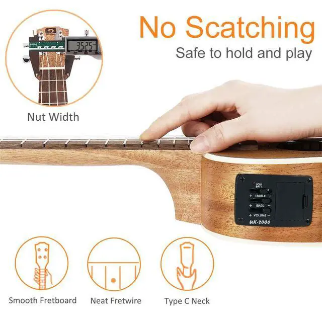Alt view image 7 of 7 - Tenor Ukulele, Acoustic Electric Ukelele 26 inch Uke Mahogany Ukulele Professional Set with Equalizer Starter Kit (Gig Bag, Picks, Straps, Strings, Cleaning Cloth, Getting Started Manual) by