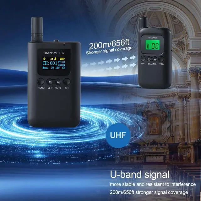 Alt view image 4 of 7 - Wireless Tour Guide System,200m/656ft,Upgraded Noise Reduction,40H Long Battery,10 USB Charging Ports,for Simultaneous Interpreting,Court(1 Transmitter 10 Receivers)