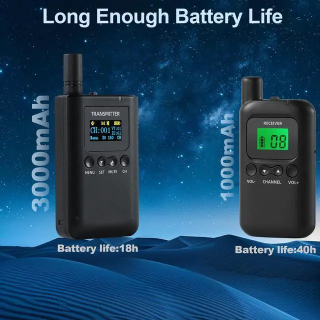Alt view image 5 of 7 - Wireless Tour Guide System,200m/656ft,Upgraded Noise Reduction,40H Long Battery,10 USB Charging Ports,for Simultaneous Interpreting,Court(1 Transmitter 10 Receivers)