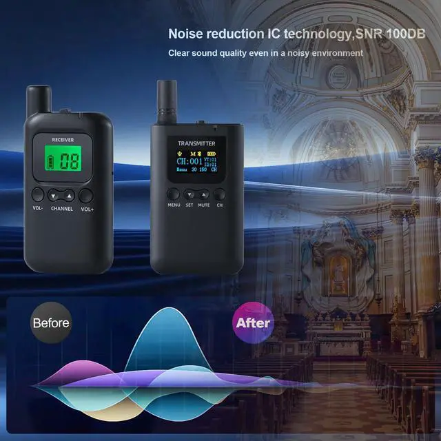 Alt view image 3 of 7 - Wireless Tour Guide System,200m/656ft,Upgraded Noise Reduction,40H Long Battery,10 USB Charging Ports,for Simultaneous Interpreting,Court(1 Transmitter 10 Receivers)