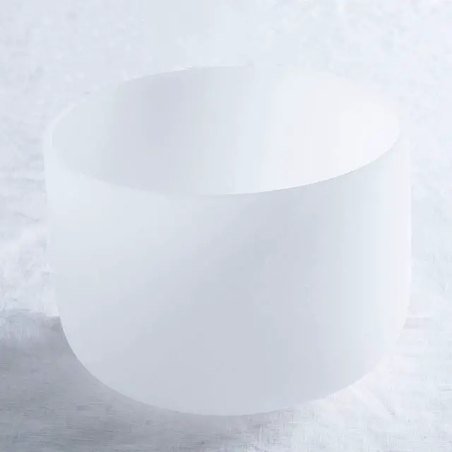 Alt view image 3 of 5 - Quartz Crystal Singing Bowl Set - 3 Pcs (6" A, 8" F, 10" C) 432Hz Frosted White for Sound Healing, Meditation, Yoga - Includes Suede Striker & Carry Case Bag