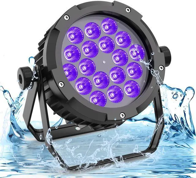 Main image of 18x18W RGBWAUV 6-in-1 Waterproof Par Light, IP67 Cast Aluminum Stage Wash Light with Intelligent Temperature Control, 45° Wide Beam, DMX Chainable Outdoor Lighting for Wedding Pool Party Concert
