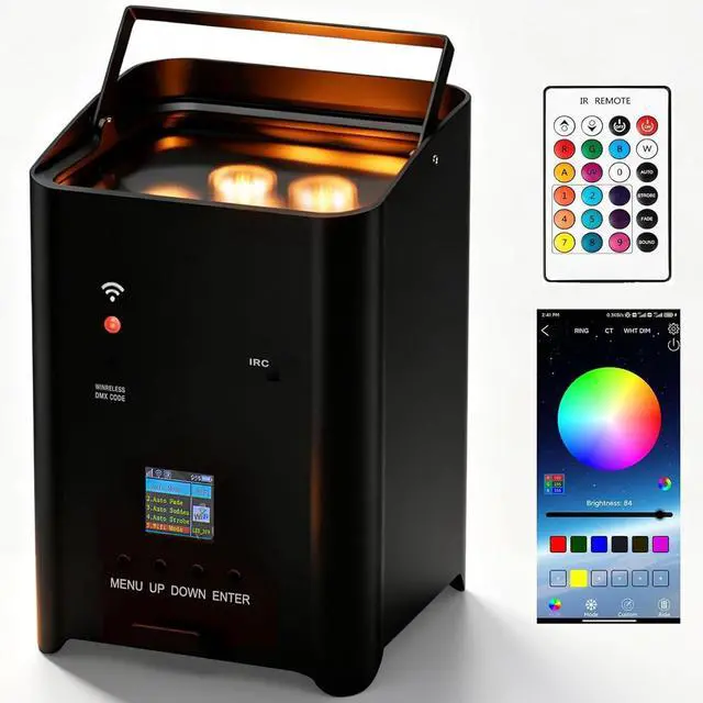 Main image of Rechargeable Wireless Stage Light, 6x18W Par Can Lights | RGBWA+UV 6-in-1 with Remote, APP, and DMX512 Control, 8800mAh DJ Light