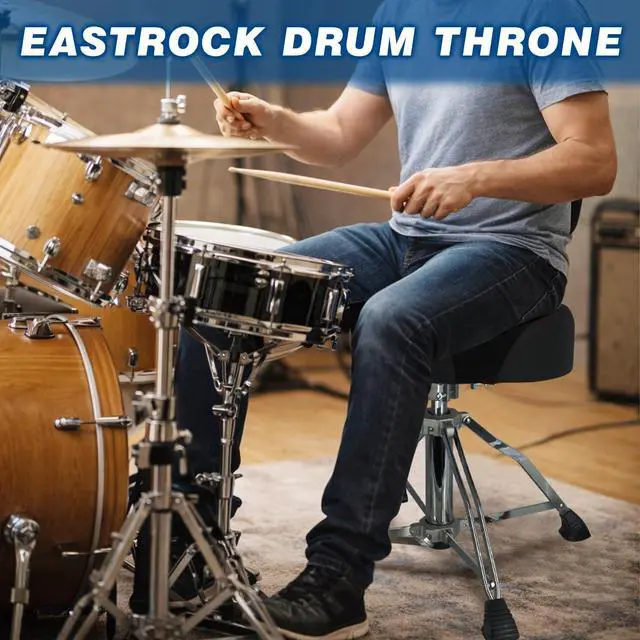 Alt view image 7 of 7 - Drum Throne with Backrest, 4-Leg Airlift Height Adjustable Drum Stool, Motorcycle-Style Heavy Duty Saddle Drum Seat with Thickened Cushion for Adult Drummers