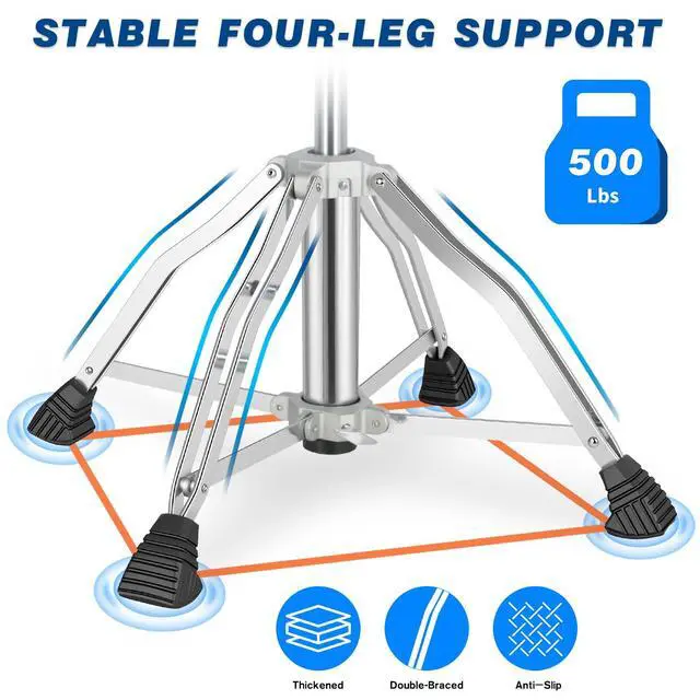 Alt view image 5 of 7 - Drum Throne with Backrest, 4-Leg Airlift Height Adjustable Drum Stool, Motorcycle-Style Heavy Duty Saddle Drum Seat with Thickened Cushion for Adult Drummers
