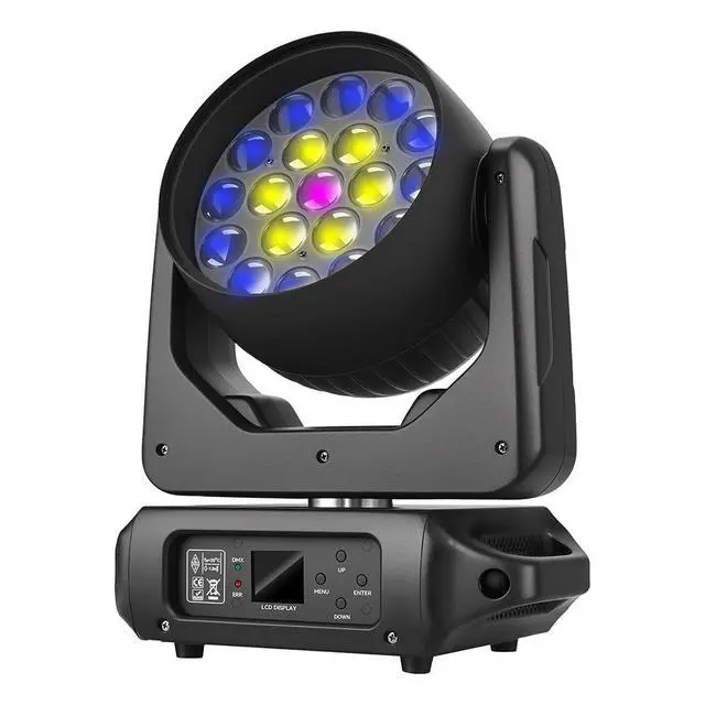 Alt view image 2 of 7 - 19x15W Moving Head Stage Light,RGBW 4-in-1 LED Zoom Beam Wash Strobe Effect,DMX Sound Activated,540° Pan 270° Tilt,Professional DJ Lighting for Club Wedding Party Bar (Luces para)