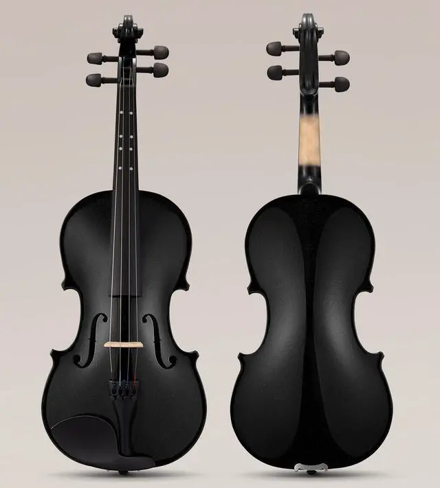Alt view image 7 of 7 - Acoustic Violin Full Size 4/4, Beginner Kit with Case & Bow, Black Glossy