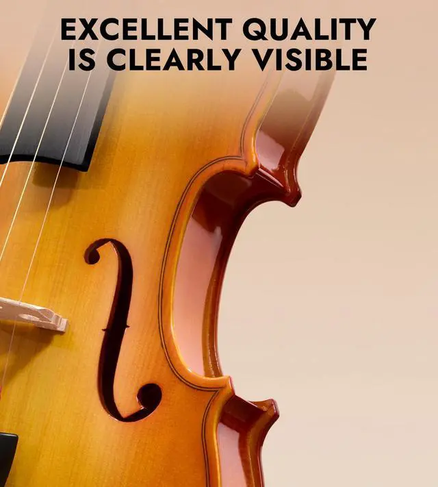 Alt view image 3 of 7 - Acoustic Violin Full Size 4/4, Beginner Kit with Case & Bow, Retro Gloss