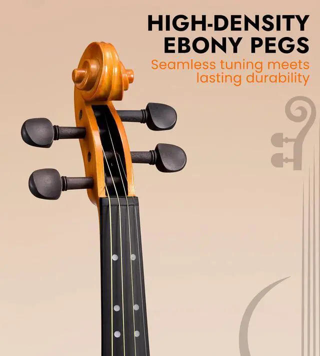 Alt view image 4 of 7 - Acoustic Violin Full Size 4/4, Beginner Kit with Case & Bow, Retro Gloss