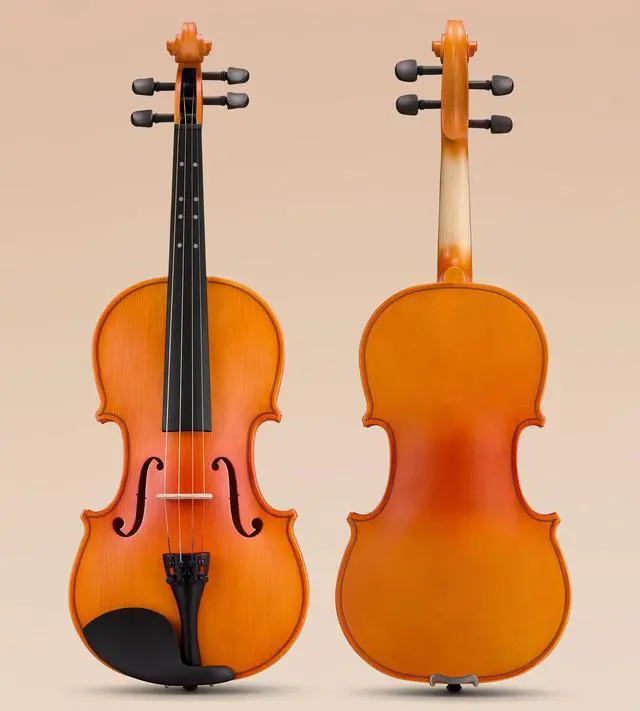 Alt view image 7 of 7 - Acoustic Violin Full Size 4/4, Beginner Kit with Case & Bow, Retro Matte