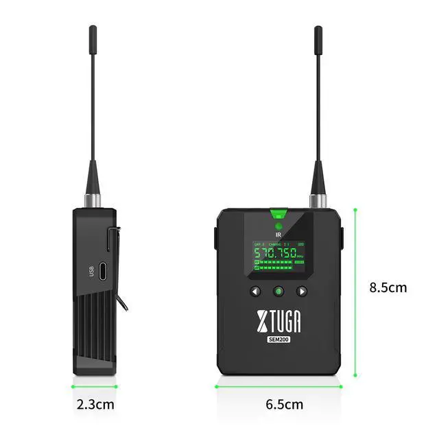 Alt view image 3 of 6 - SEM200 Stereo Wireless in Ear Monitor System(Only One Bodypack) | 2 Channel UHF IEM,Bluetooth Stage Monitoring,Earphone for Studio, Stage, Musician