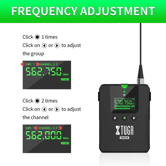 Alt view image 6 of 6 - SEM200 Stereo Wireless in Ear Monitor System(Only One Bodypack) | 2 Channel UHF IEM,Bluetooth Stage Monitoring,Earphone for Studio, Stage, Musician