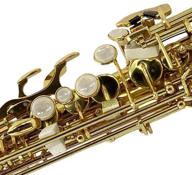 Alt view image 2 of 7 - Bb Straight Soprano SaxophoneGold Lacquer Finish, Ergonomic Design with Case, Mouthpiece, Neck Strap & Accessories, Ideal for Beginners & Advanced PlayersGolden
