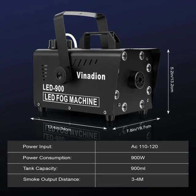 Alt view image 6 of 7 - Smoke Machine 900W, Portable Fog Machine with Wireless Remote Control, 13 Color Light Effects 5000CFM Stage Haze Machines with Visible Fluid Level for Theater, DJ, Parties, Halloween, Indoor, Wedding