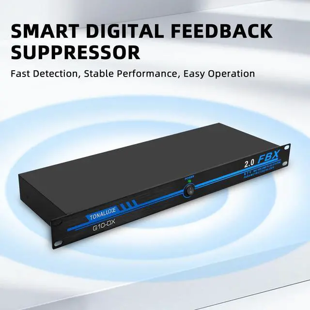 Alt view image 6 of 7 - Professional Feedback Suppressor & Feedback Eliminator, Microphone Anti-Howling Frequency Shifter Audio Processor, 2-In 2-Out for Stage Performance, Conference, PA System & Karaoke