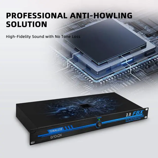 Alt view image 5 of 7 - Professional Feedback Suppressor & Feedback Eliminator, Microphone Anti-Howling Frequency Shifter Audio Processor, 2-In 2-Out for Stage Performance, Conference, PA System & Karaoke