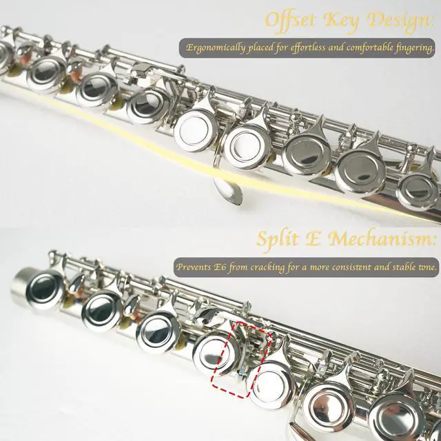Alt view image 3 of 5 - 16keys Flute, C Foot Beginner Flauta with Closed Hole, Offset G, Split E - Flute Instrument for Beginners