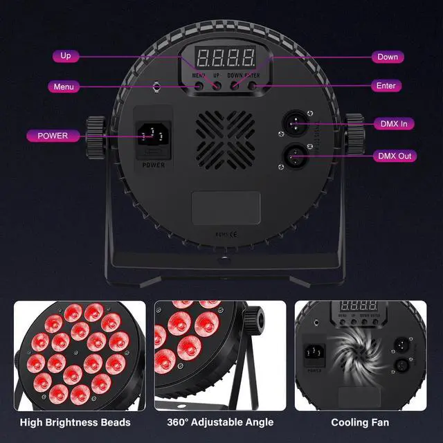 Alt view image 3 of 7 - LED Par Lights DMX,90W RGBW 4IN1 LED Stage Par Lights Stage DJ Par Can Light Sound Activated Auto Play by Remote&DMX Control for Events Wedding Party DJ Stage Live Show 2 Pack