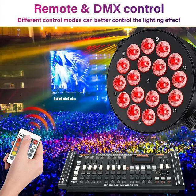 Alt view image 4 of 7 - LED Par Lights DMX,90W RGBW 4IN1 LED Stage Par Lights Stage DJ Par Can Light Sound Activated Auto Play by Remote&DMX Control for Events Wedding Party DJ Stage Live Show 2 Pack