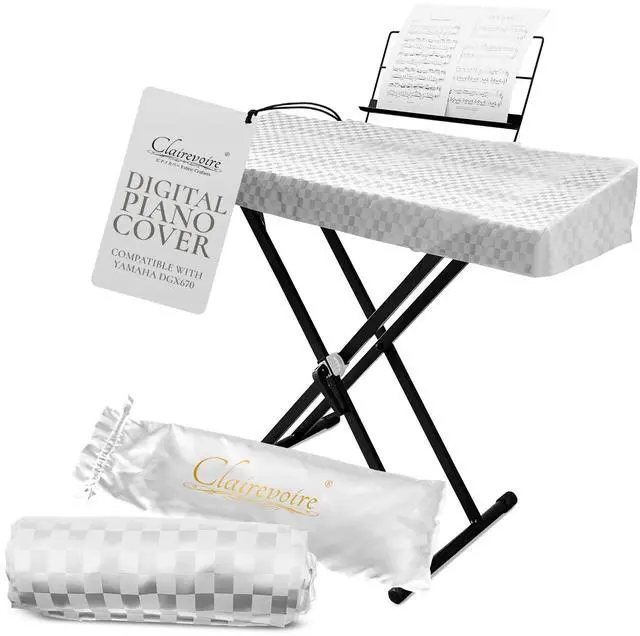 Main image of Waterproof Keyboard Piano Cover Cloth for Yamaha DGX670, DGX660, DGX650, Keyboard Covers for Digital Piano, Electric Piano Protection, Weighted Keyboard Piano 88 Keys - DGX670, Pearl White