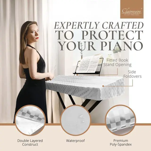 Alt view image 2 of 7 - Waterproof Keyboard Piano Cover Cloth for Yamaha DGX670, DGX660, DGX650, Keyboard Covers for Digital Piano, Electric Piano Protection, Weighted Keyboard Piano 88 Keys - DGX670, Pearl White