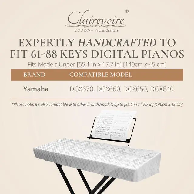 Alt view image 4 of 7 - Waterproof Keyboard Piano Cover Cloth for Yamaha DGX670, DGX660, DGX650, Keyboard Covers for Digital Piano, Electric Piano Protection, Weighted Keyboard Piano 88 Keys - DGX670, Pearl White
