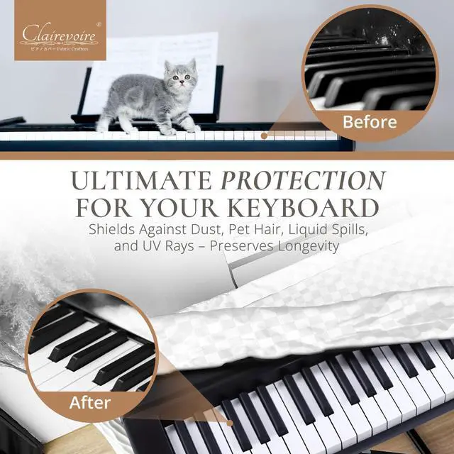 Alt view image 3 of 7 - Waterproof Keyboard Piano Cover Cloth for Yamaha DGX670, DGX660, DGX650, Keyboard Covers for Digital Piano, Electric Piano Protection, Weighted Keyboard Piano 88 Keys - DGX670, Pearl White