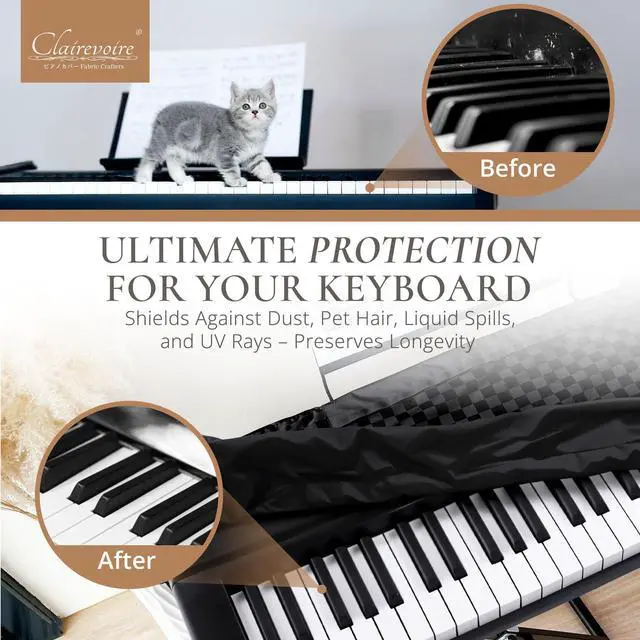 Alt view image 2 of 6 - Waterproof Keyboard Piano Cover Cloth for Yamaha DGX670, DGX660, DGX650, Keyboard Covers for Digital Piano, Electric Piano Protection, Weighted Keyboard Piano 88 Keys - DGX670,Ebony Black