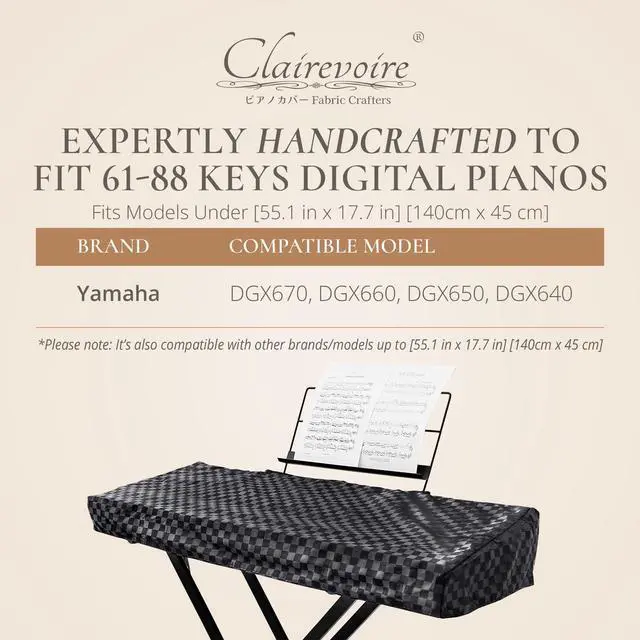 Alt view image 3 of 6 - Waterproof Keyboard Piano Cover Cloth for Yamaha DGX670, DGX660, DGX650, Keyboard Covers for Digital Piano, Electric Piano Protection, Weighted Keyboard Piano 88 Keys - DGX670,Ebony Black