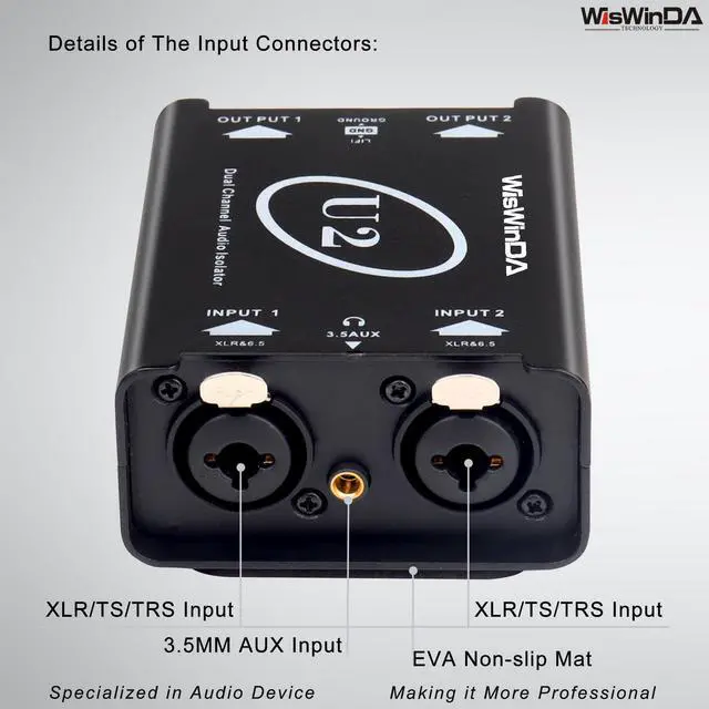 Alt view image 3 of 7 - U2 Pro XLR/1/4inch/AUX HiFi Stereo Version Audio Isolation Box Ground Loop Isolator/Noise Filter/Hum Eliminator for Audio System Eliminate Hum&Buzzing Noise (Pro U2-XLR/AUX/TS/TRS)