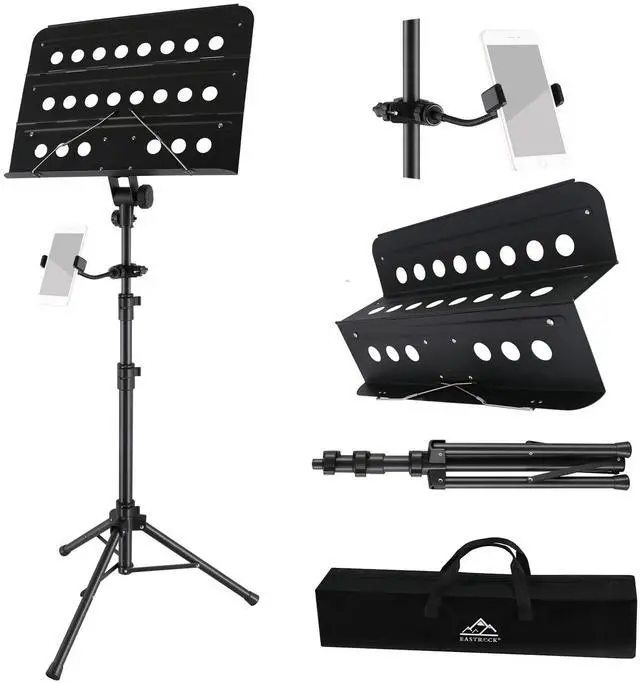 Main image of Sheet Music Stand Professional with Portable Bag Widened Panel, Thickened Pipe Wall, Lengthened Height Lifting Music Stand, Adjustable Folding Plate Metal, with Phone Holder