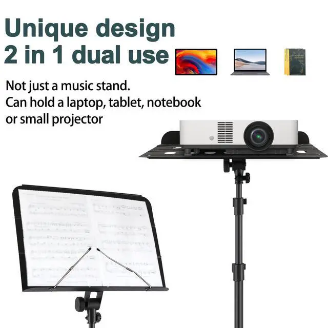 Alt view image 4 of 7 - Sheet Music Stand Professional with Portable Bag Widened Panel, Thickened Pipe Wall, Lengthened Height Lifting Music Stand, Adjustable Folding Plate Metal, with Phone Holder