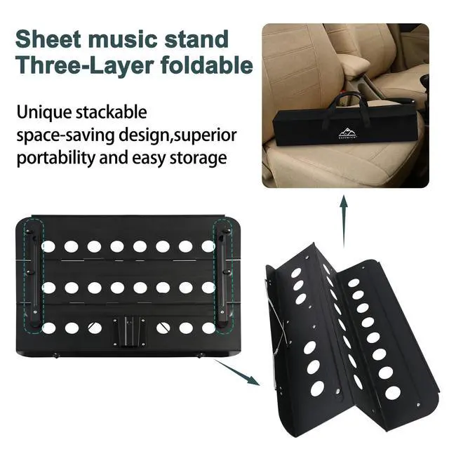 Alt view image 6 of 7 - Sheet Music Stand Professional with Portable Bag Widened Panel, Thickened Pipe Wall, Lengthened Height Lifting Music Stand, Adjustable Folding Plate Metal, with Phone Holder