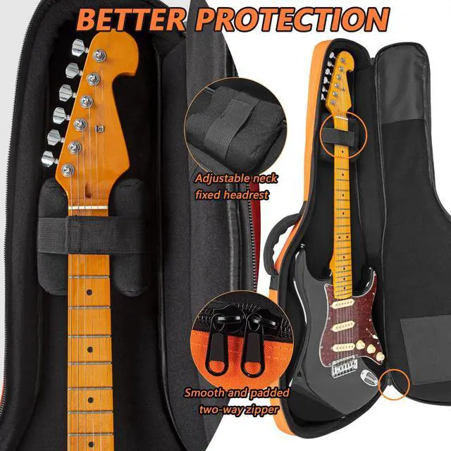 Alt view image 3 of 6 - Electric Guitar Case with 0.7 Inch Thick Padding 3 Pockets with Electric Guitar Gig Bag, Adjustable Shoulder Strap Compatible with 38 40 41 Inch Electric Guitar (Black)
