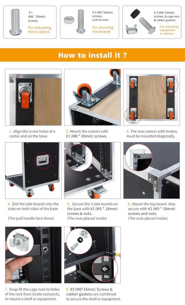 Alt view image 7 of 7 - AV Gear Rack 24U Home Audio & Video Stage Stereo Equipment Storage Cabinet Stand On Wheels - 24U 19in Server IT Network Data Devices Storage Rack Cabinet - SC01-24U