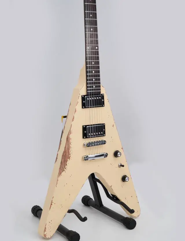 Alt view image 2 of 7 - Relic V Electric Guitar,Mahogany Body and Neck,Rosewood Fingerboard,Bone Nut,6-String Relic Heavy Metal Guitar,Professional/Electric Guitars for Adults
