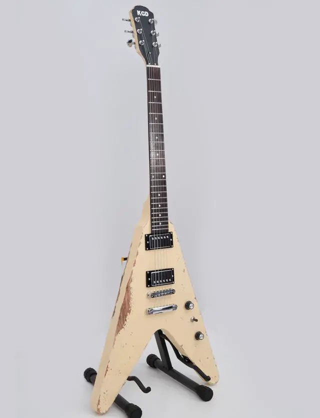 Alt view image 3 of 7 - Relic V Electric Guitar,Mahogany Body and Neck,Rosewood Fingerboard,Bone Nut,6-String Relic Heavy Metal Guitar,Professional/Electric Guitars for Adults