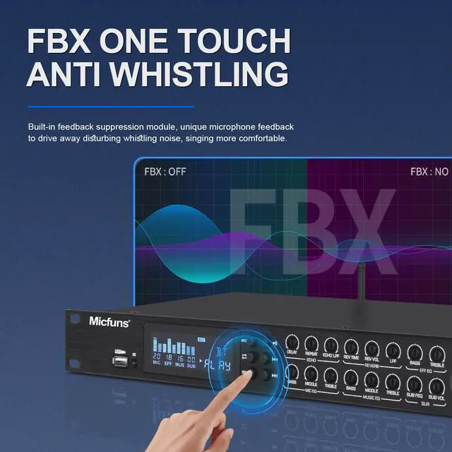 Alt view image 2 of 7 - KT900DSP Feedback Suppressor Preamp Preamplifier Karaoke Effector Digital Pre-stage Effector Anti-howling Audio Processor Echo USB MP3 Bluetooth Optical