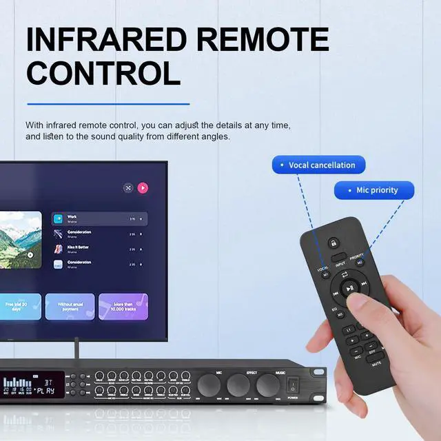 Alt view image 3 of 7 - KT900DSP Feedback Suppressor Preamp Preamplifier Karaoke Effector Digital Pre-stage Effector Anti-howling Audio Processor Echo USB MP3 Bluetooth Optical