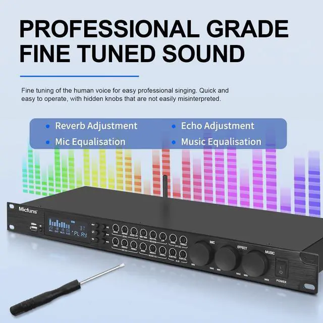 Alt view image 6 of 7 - KT900DSP Feedback Suppressor Preamp Preamplifier Karaoke Effector Digital Pre-stage Effector Anti-howling Audio Processor Echo USB MP3 Bluetooth Optical