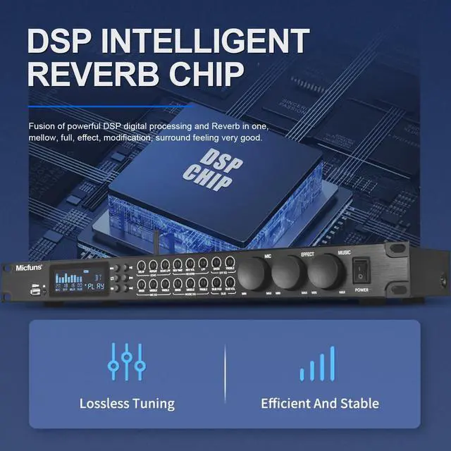 Alt view image 7 of 7 - KT900DSP Feedback Suppressor Preamp Preamplifier Karaoke Effector Digital Pre-stage Effector Anti-howling Audio Processor Echo USB MP3 Bluetooth Optical