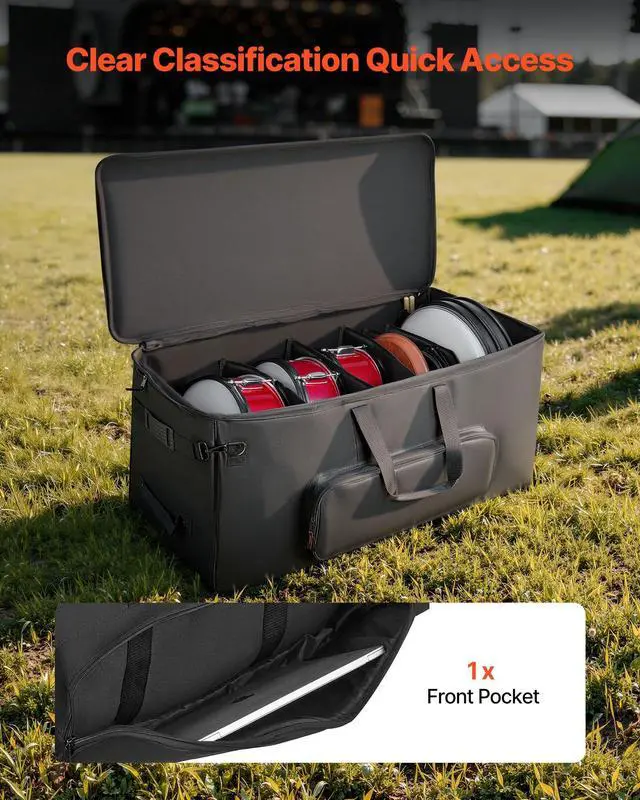 Alt view image 4 of 7 - Electronic Drum Kit Bag, 600D, Padded Drum Bag with Wheels, Large 36.2 x 16.5 x 16.1 in Interior, Lightweight Travel Case with Detachable Dividers, Multiple Pockets, for Electric Drums, Black