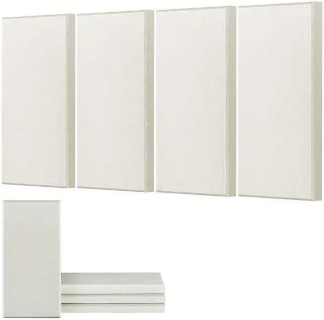 Main image of 4 PCS Acoustic Panels, 2 inch Thick 23.6 x 11.8 inch Fiberglass Sound Absorbing Panels, Self-adhesive Soundproof Wall Boards, for Studios, Office, Home Theater,Meeting Room, Beige