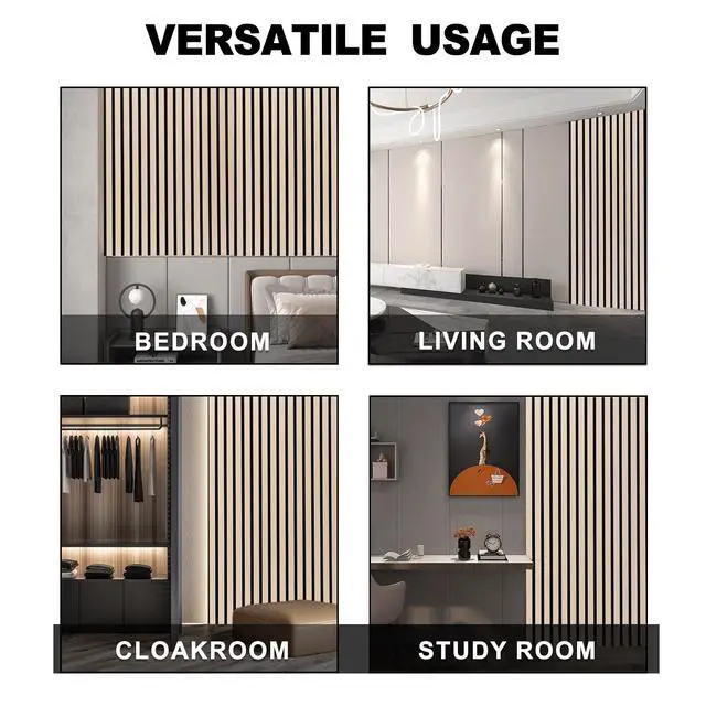 Alt view image 6 of 7 - 2 Pack Wood Finish Accent Wall Panels, 3D Slat Acoustic Paneling for Recording Studio, Office, Living Room Interior Decoration (Natural Oak, 48"L x 24"W)